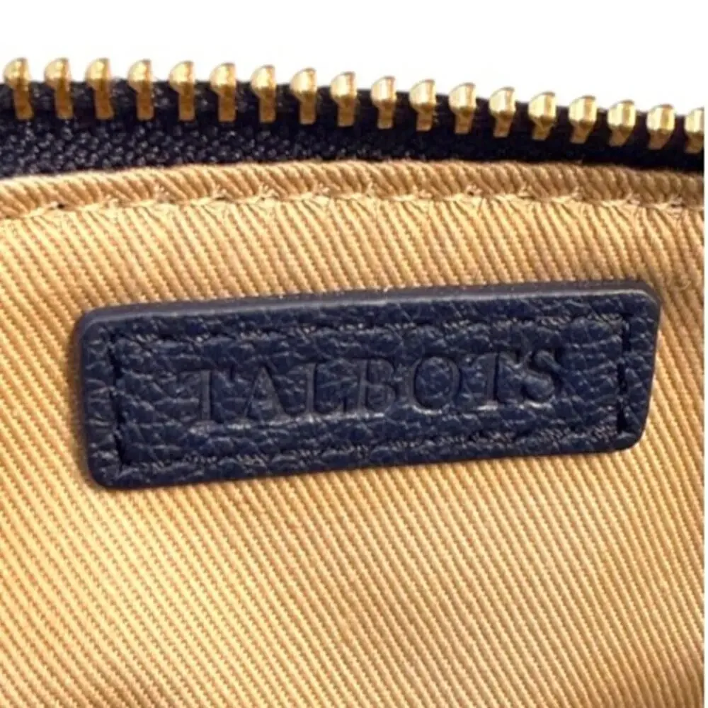 Talbots Navy Wool Wristlet Pouch Deck the Halls Holiday Wristlet Bag Zip EUC